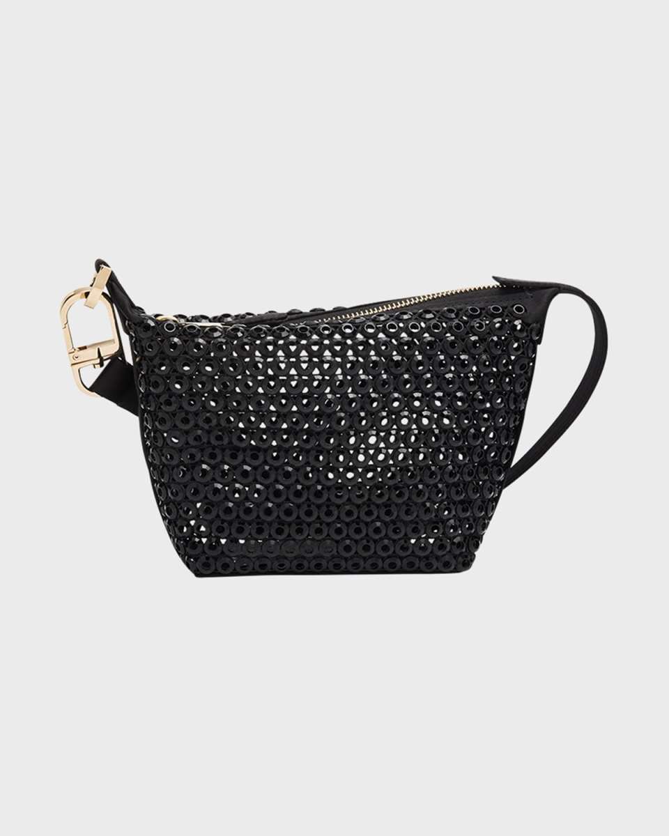 La Prima Rhinestone Silk Hobo Bag
